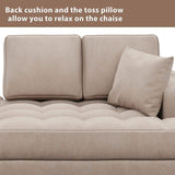 64" Deep Tufted Upholstered Textured Fabric Chaise Lounge Toss Pillow Included