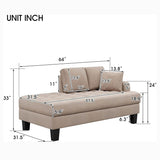 64" Deep Tufted Upholstered Textured Fabric Chaise Lounge Toss Pillow Included