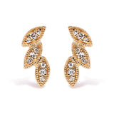 10K Yellow Gold 1/10 Cttw Diamond Triple Leaf Stud Earring (H-I Color, I1-I2 Clarity)