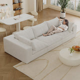118.2' Cloud Sofa,Corduroy Fabric,Deep Seat Couches,Double-layer design,Removable  Cushion,No Assembly, DIY Combination for Living room, Bedroom,Conference room ,Apartment,White