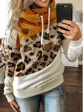 Printed stitching hooded fleece loose sweatshirt