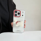 Red Lens-ring Phone Case With A Dachshund Stand