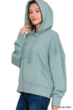 Zenana Oversized Fleece Kangaroo Pocket Hoodie
