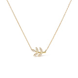 10K Yellow Gold 1/10 Cttw Diamond Leaf and Branch 18" Pendant Necklace (H-I Color, I1-I2 Clarity)