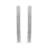 18K White Gold 2 1/3 Cttw Pave Set Diamond Semi Eternity Leverback Hoop Earrings (F-G Color, VS1-VS2 Clarity)