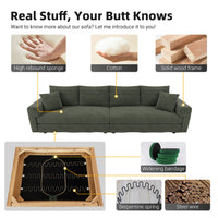 102.4 ' Plush Corduroy 4-Seat Sofa,Modern Comfy Upholstered Sofa Cloud Couch,Deep Seat Couches with Soft Pillows,Convertible Deep Seat Sofa Lounge Chair for Living Room Bedroom,Apartment,Office,Green