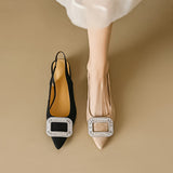 Women's Rhinestone Square Buckle Baotou Sandals