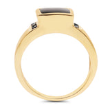 2.16 Carat Genuine Black Onyx and Black Diamond .925 Sterling Silver Ring