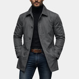 Mens Retro Waterproof Long-Sleeve Cardigan Trench Coat