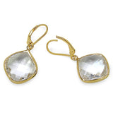 14K Yellow Gold Plated 23.86 Carat Genuine Crystal Quartz Sterling Silver Earrings