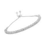 10K Yellow Gold over .925 Sterling Silver 1/4 Cttw Miracle-Set Diamond 4â€-10â€ Adjustable Bolo Tennis Bracelet (I-J Color, I3 Clarity)