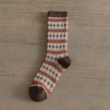 Double-Needle Dual-Channel Sweat-Absorbing Breathable Wireless Top Preppy-Style Mid-Calf Women's Socks