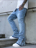 Mens Slightly Flared Relaxed-fit Stretchy Straight-leg Jeans