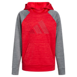 adidas Boys Pullover Hoodie Poly Hooded Sweatshirt Better Scarlet Red Heather