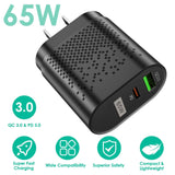 65W Type C Fast Wall Charger PD QC3.0 Adapter