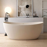 [65X33.5-Inch] Nuvia Freestanding Modern Oval Stone Resin Soaking Tub With Overflow Drain (SAK39231)