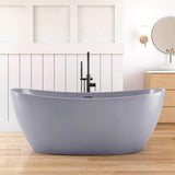 [65X33.5-Inch] Nuvia Freestanding Modern Oval Stone Resin Soaking Tub With Overflow Drain (SAK39231)