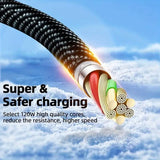6.6 Ft. Super Fast Charging Cable 120W 6A USB to Type C Charge Cable with LCD Display