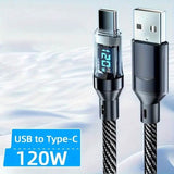 6.6 Ft. Super Fast Charging Cable 120W 6A USB to Type C Charge Cable with LCD Display