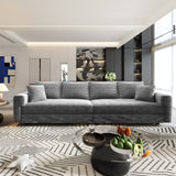 102.4 'Plush Corduroy 4-Seat Sofa,Modern Comfy Upholstered Sofa Cloud Couch,Deep Seat Couches with Soft Pillows and Movable Ottoman,Convertible Sofa Lounge Chair,for Living Room,Apartment,Office,Grey