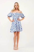 And The Why Off Shoulder Bubble Sleeve Dress