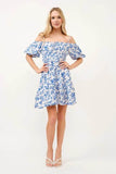 And The Why Off Shoulder Bubble Sleeve Dress