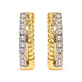 10K Yellow Gold 1/10 Cttw Diamond and Rope Twist Huggy Hoop Earrings (H-I Color, I1-I2 Clarity)
