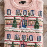 New Flannel Printed Christmas Sweet Crew-Neck Top With Snowman Design