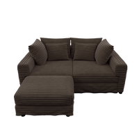 102.4 'Plush Corduroy 4-Seat Sofa,Modern Comfy Upholstered Sofa Cloud Couch,Deep Seat Couches with Soft Pillows and Movable Ottoman,Convertible Sofa Lounge Chair,for Living Room,Apartment,Office,Camel