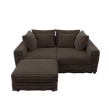 102.4 'Plush Corduroy 4-Seat Sofa,Modern Comfy Upholstered Sofa Cloud Couch,Deep Seat Couches with Soft Pillows and Movable Ottoman,Convertible Sofa Lounge Chair,for Living Room,Apartment,Office,Camel