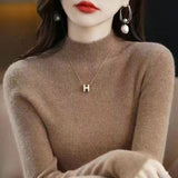 New Slim-fit Figure-flattering Sweater With A Half-high Neckline