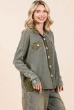 Mittoshop Mineral Washed Plaid Button Down Shacket