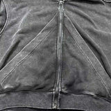 American-style Vintage Washed-and-distressed Cardigan Zip-up Hoodie