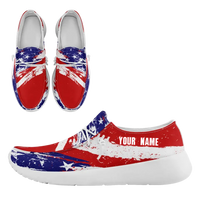 Personalized  America Flag Sneakers, Custom Patriotic Loafer Shoes,  Canvas Slip On Shoes,FN018-24020303-1w