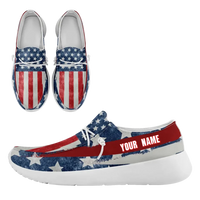 Personalized  America Flag Sneakers, Custom Patriotic Loafer Shoes,  Canvas Slip On Shoes,
FN018-24020303-4w