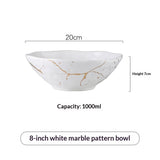 Large Porcelain Bowl With A Marble Pattern For Home Use