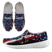 Personalized USA Flag Sneakers, Custom Stars and Stripes Loafer Shoes, Fur Lining Shoe, Pride in Comfort,FN042-24020304-7w