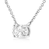 14K White Gold 1/2 Cttw Lab Grown Oval Shape Solitaire Diamond East West 18" Pendant Necklace (E-F Color, VS1-VS2 Clarity)