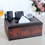 Multifunctional leather tissue box