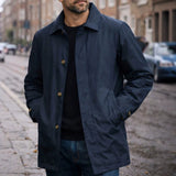 Mens Retro Waterproof Long-Sleeve Cardigan Trench Coat