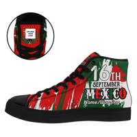 Personalized Mexico Flag Sneakers, Custom Mexico Heritage High-Tops Shoes, Patriotic Comfort Shoes