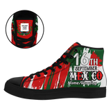 Personalized Mexico Flag Sneakers, Custom Mexico Heritage High-Tops Shoes, Patriotic Comfort Shoes