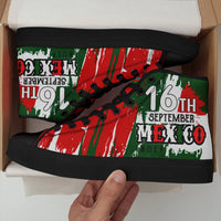 Personalized Mexico Flag Sneakers, Custom Mexico Heritage High-Tops Shoes, Patriotic Comfort Shoes