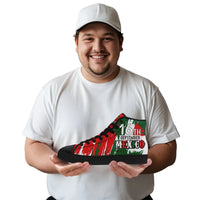 Personalized Mexico Flag Sneakers, Custom Mexico Heritage High-Tops Shoes, Patriotic Comfort Shoes