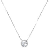 14K White Gold 1/2 Cttw Lab Grown Diamond Modern Bezel-Set Solitaire 16"-18" Pendant Necklace (F-G Color, VS2-SI1 Clarity)