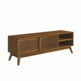 59 Inch Mid Century Modern Rattan TV Stand