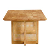 Natural Rubber Wood and Solid Wood Minimalist Coffee Table