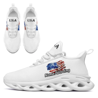 Personalized America Flag Sneakers, Custom Breathable Patriotic Shoes, Unisex Lace Up Shoes