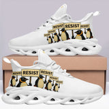 Personalized Gold Penguin Sneakers, Custom Lightweight Shoes, Resist Penguin Shoes