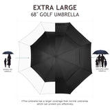 68" Automatic Open Golf Umbrella - Black